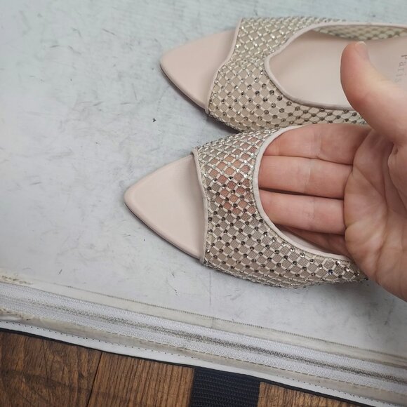 Christian Louboutin Leche Pink Apostropha Strass Mesh Mule Sandal - Picture 8 of 12